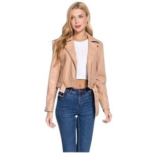 Faux Leather Moto Biker‎ Jacket Size Small